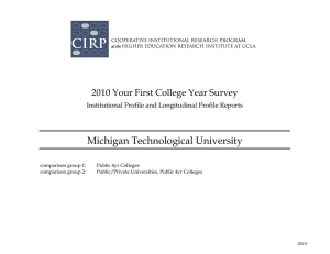 Michigan Technological University 2010 Your First College Year Survey