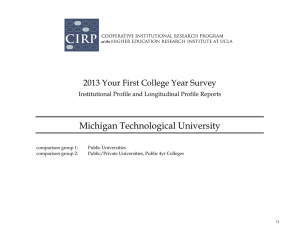 Michigan Technological University 2013 Your First College Year Survey
