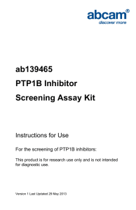 ab139465 PTP1B Inhibitor Screening Assay Kit Instructions for Use
