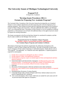 The University Senate of Michigan Technological University  Proposal 9-15