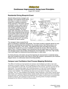 Continuous Improvement Using Lean Principles  Residential Dining Blueprint Event
