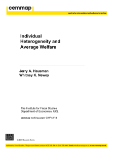 Individual Heterogeneity and Average Welfare Jerry A. Hausman