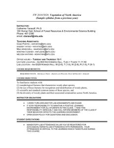 Vegetation of North America (Sample syllabus from a previous year)