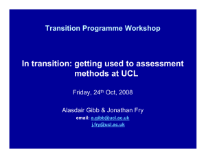 In transition: getting used to assessment methods at UCL Transition Programme Workshop