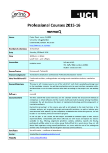 Professional Courses 2015-16 memoQ  Venue