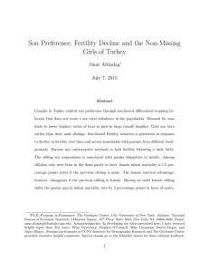 Son Preference, Fertility Decline and the Non-Missing Girls of Turkey Onur Altindag