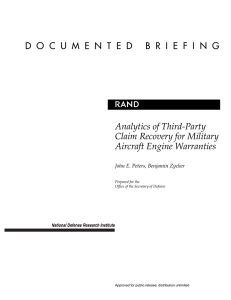 R Analytics of Third-Party Claim Recovery for Military Aircraft Engine Warranties
