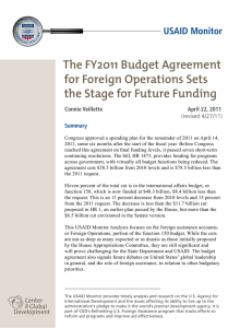 The FY2011 Budget Agreement for Foreign Operations Sets USAID Monitor