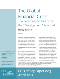 The Global Financial Crisis The Beginning of the End of the “Development” Agenda?