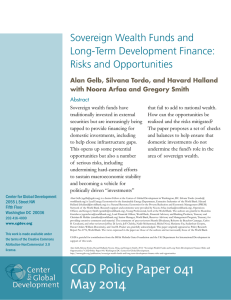 Sovereign Wealth Funds and Long-Term Development Finance: Risks and Opportunities