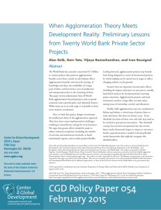 When Agglomeration Theory Meets Development Reality: Preliminary Lessons