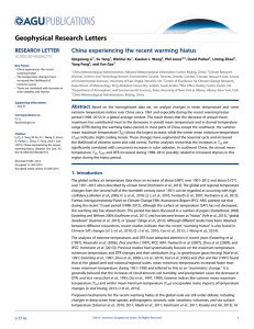 China experiencing the recent warming hiatus