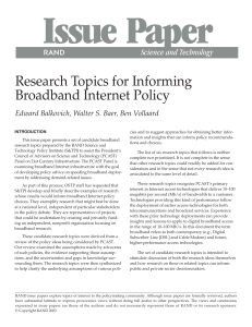 Issue Paper Research Topics for Informing Broadband Internet Policy R