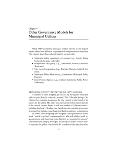 Other Governance Models for Municipal Utilities