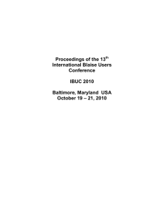 Proceedings of the 13  International Blaise Users Conference