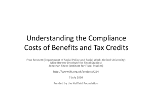 Understanding the Compliance  g p Costs of Benefits and Tax Credits