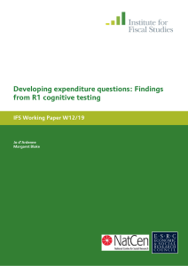 Developing expenditure questions: Findings from R1 cognitive testing IFS Working Paper W12/19