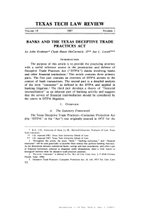 TEXAS TECH LAW REVIEW BANKS AND THE TEXAS DECEPTIVE TRADE PRACTICES ACT