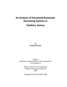   An Analysis of Household Rainwater  Harvesting Systems in   Falelima, Samoa 