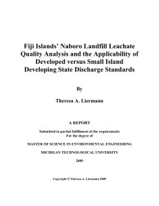 Fiji Islands’ Naboro Landfill Leachate Quality Analysis and the Applicability of