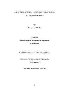 RAINWATER HARVESTING SYSTEMS FOR COMMUNITIES IN DEVELOPING COUNTRIES By: