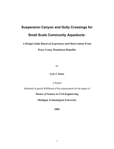 Suspension Canyon and Gully Crossings for Small Scale Community Aqueducts: