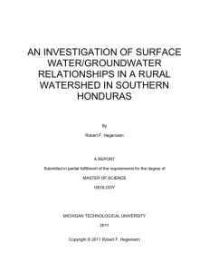 AN INVESTIGATION OF SURFACE WATER/GROUNDWATER RELATIONSHIPS IN A RURAL WATERSHED IN SOUTHERN