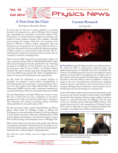 Physics News A Note from the Chair Current Research Vol. 16