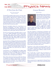 Physics News A Note from the Chair Current Research Vol. 13