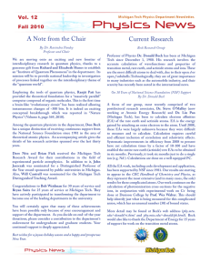 Physics News A Note from the Chair Current Research Vol. 12