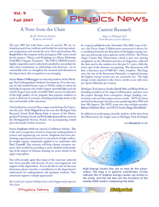 Physics News A Note from the Chair Current Research Vol. 9