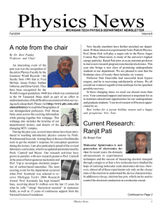 Physics News A note from the chair
