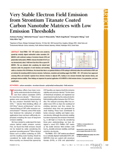 Very Stable Electron Field Emission from Strontium Titanate Coated Emission Thresholds