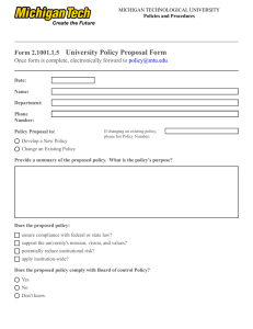 University Policy Proposal Form Form 2.1001.1.5