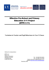 Effective Pre-School and Primary Education 3-11 Project (EPPE 3-11)