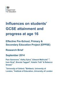 Influences on students’ GCSE attainment and progress at age 16