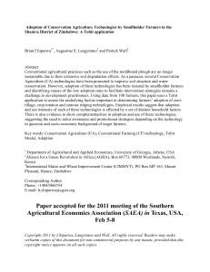 Adoption of Conservation Agriculture Technologies by Smallholder Farmers in the