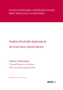 PARTICIPATORY RESEARCH IN NATURAL RESOURCES SOCIO-ECONOMIC METHODOLOGIES BEST PRACTICE GUIDELINES