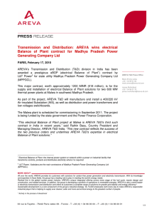 Transmission  and  Distribution:  AREVA  wins ... Balance  of  Plant  contract  for ...