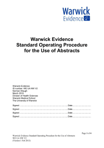 Warwick Evidence Standard Operating Procedure for the Use of Abstracts