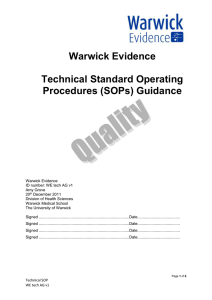 Warwick Evidence Technical Standard Operating Procedures (SOPs) Guidance