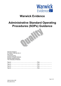 Warwick Evidence Administrative Standard Operating Procedures (SOPs) Guidance