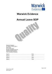 Warwick Evidence Annual Leave SOP