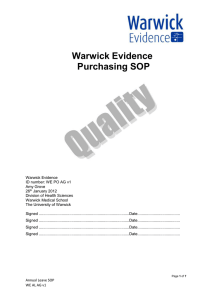 Warwick Evidence Purchasing SOP