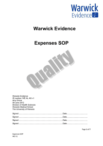 Warwick Evidence Expenses SOP