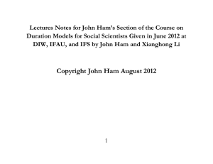 Lectures Notes for John Ham’s Section of the Course on