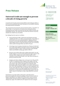 Press Release Universal Credit not enough to prevent