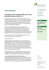 Press Release Average private incomes fall over 7% in