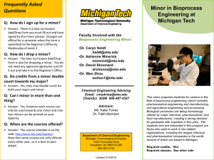 Minor in Bioprocess Engineering at Michigan Tech Frequently Asked