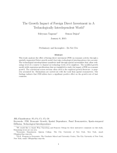 The Growth Impact of Foreign Direct Investment in A ∗ S¨